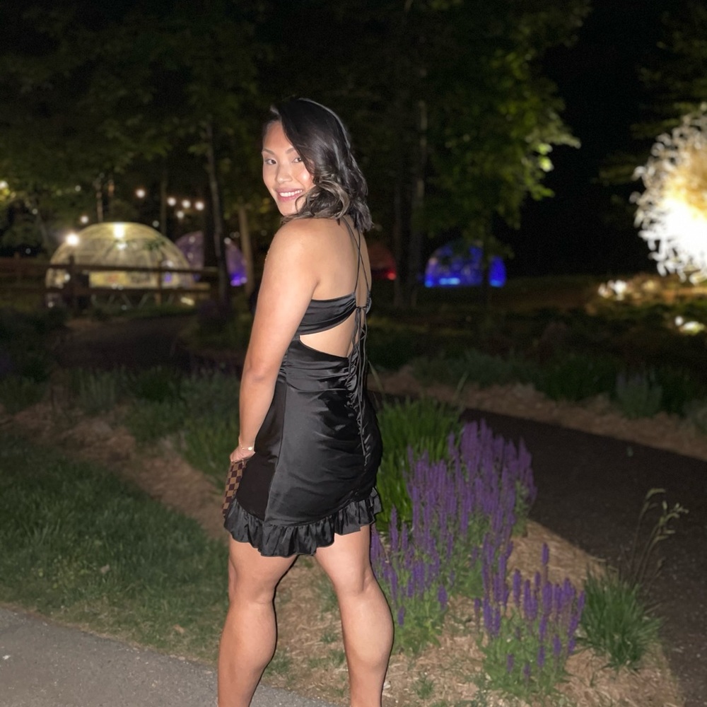 Forever21 Black Ruched Mini Dress